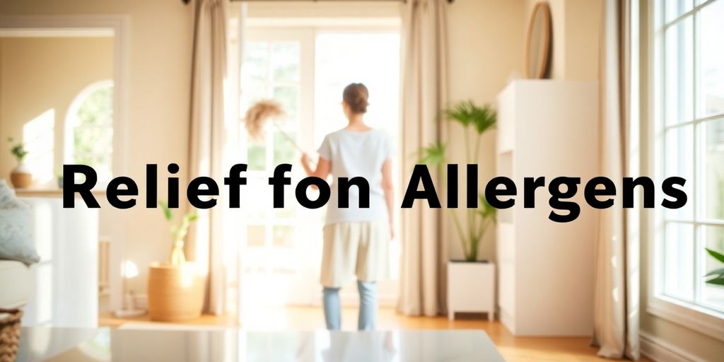 Woman happily dusting a clean home interior
